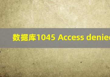 数据库1045 Access denied for